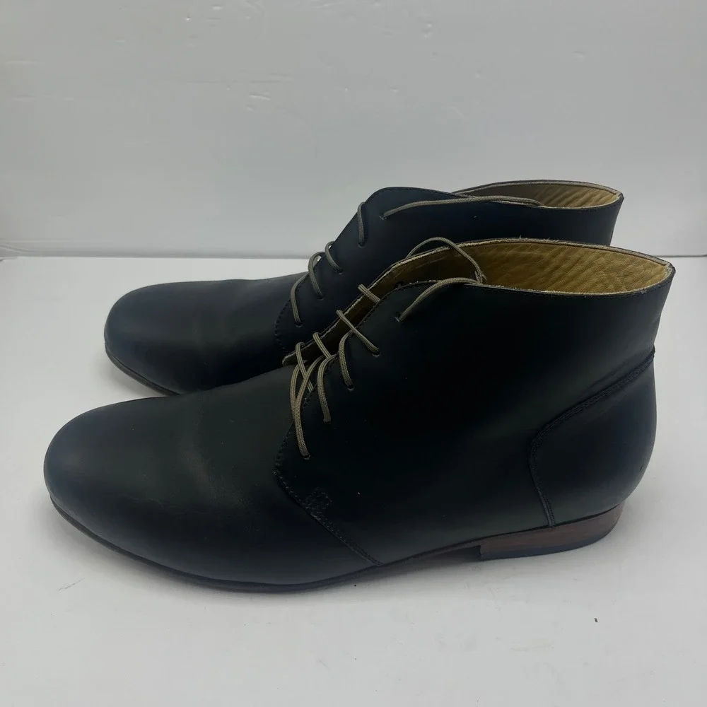 Nisolo Emilio Chukka Boot Mens 10.5 Black Leather Lace Up Ankle Handcrafted